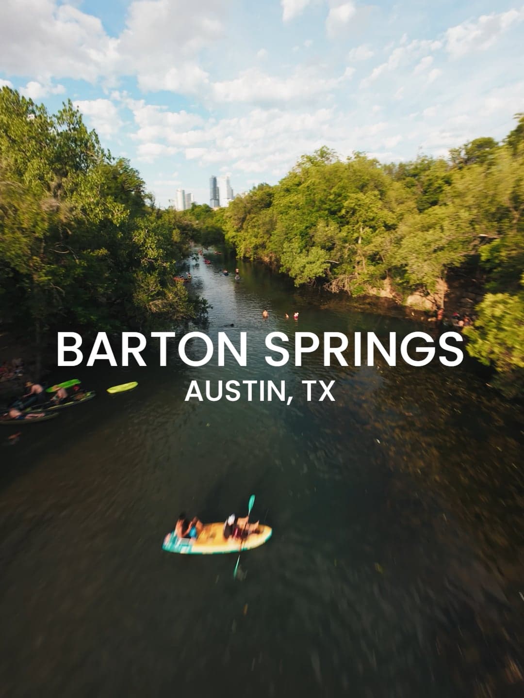 An evening flight over Barton Springs